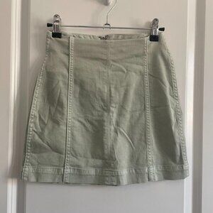Pale green denim skirt